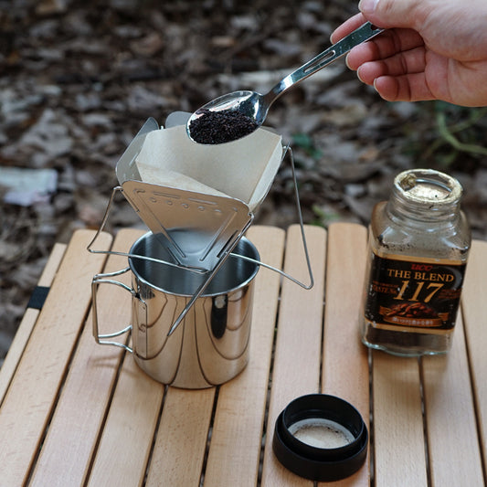 Outdoor Camping Portable Stainless Steel Folding Funnel Filter Cup