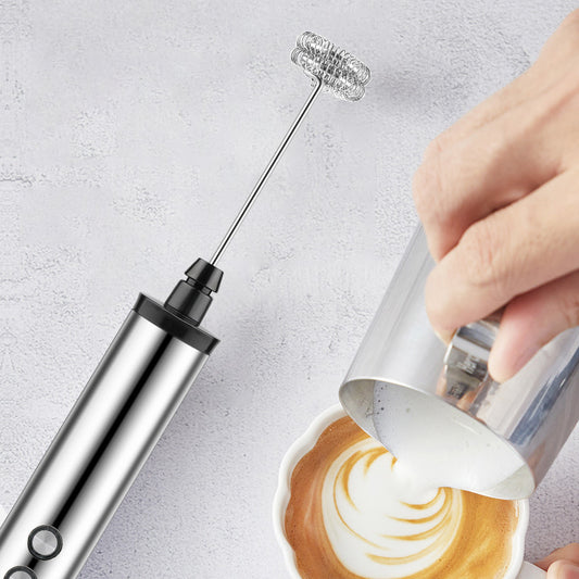 Rechargeable three-head milk frother