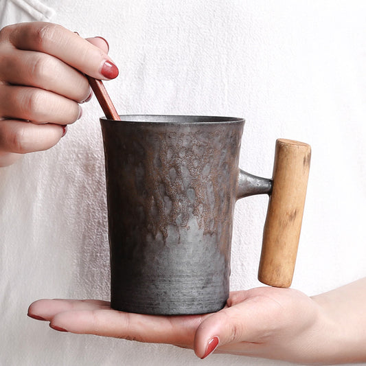 Handmade Retro Wooden Handle Mug